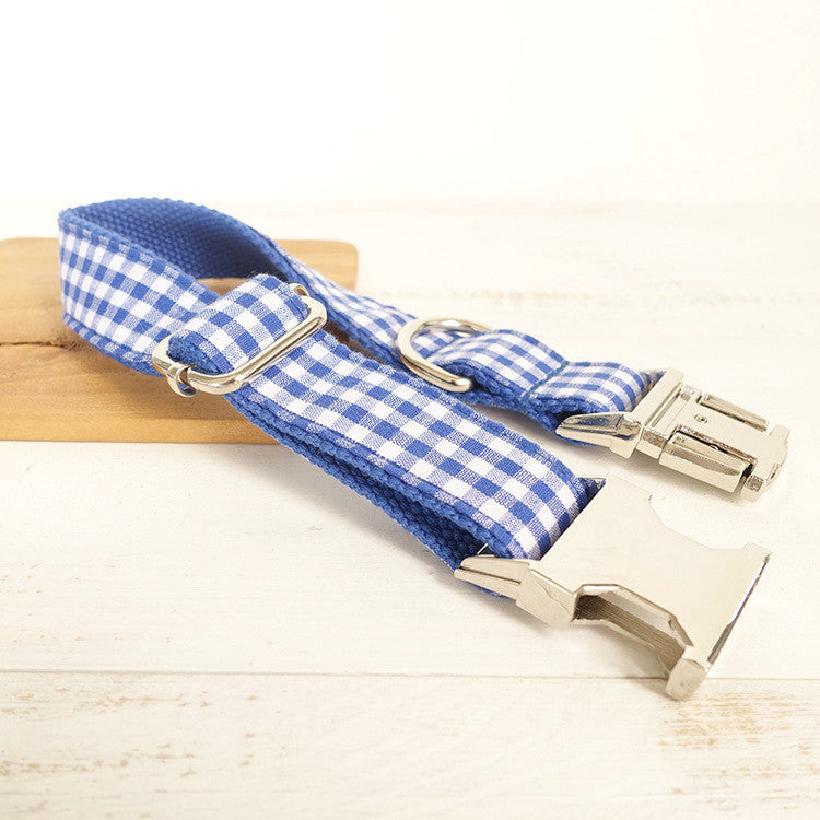 Blue checked pet leash