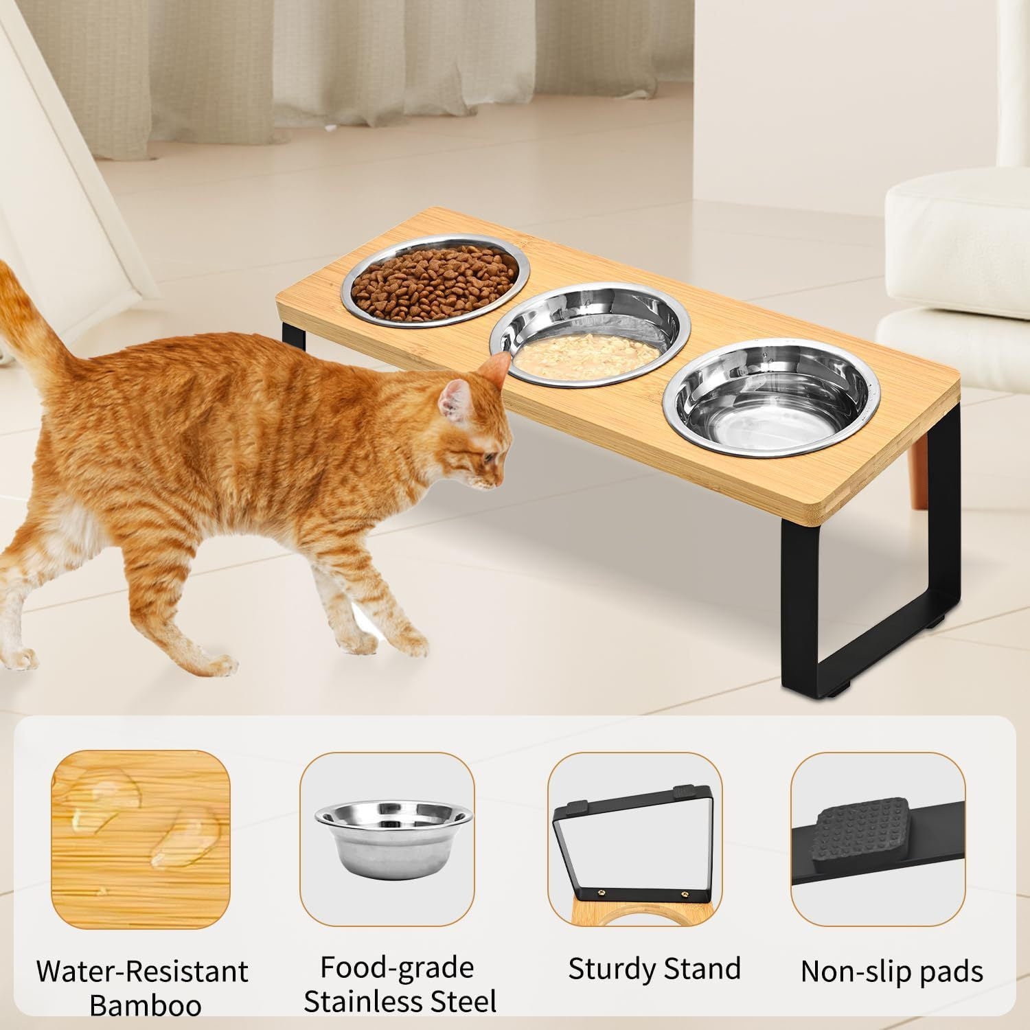Log Pet Feeding Rack Iron Wood Rack