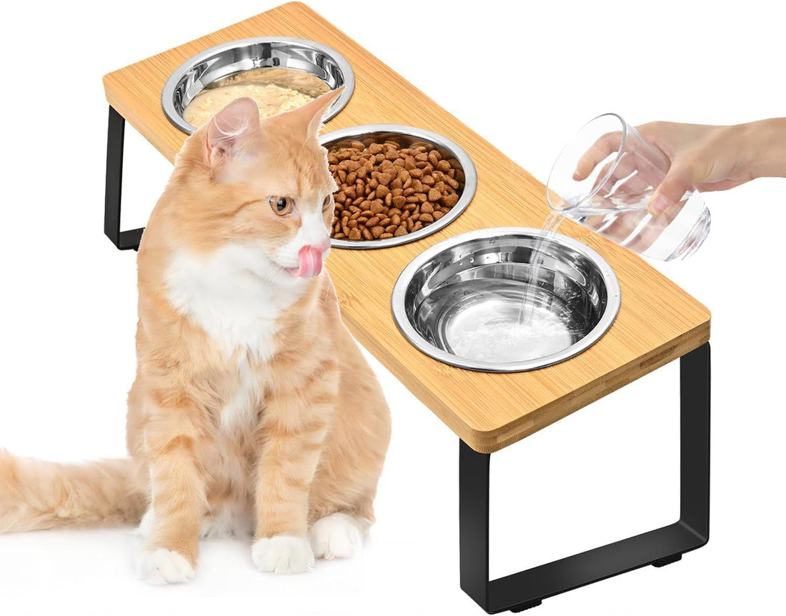 Log Pet Feeding Rack Iron Wood Rack
