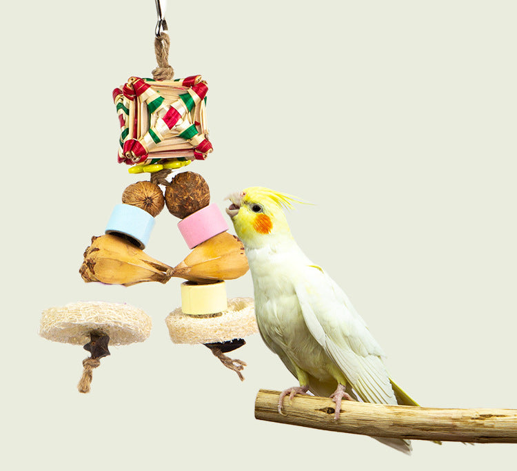 Parrot Bite Toy Bamboo Basket Bell