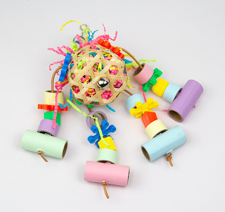 Parrot Bite Toy Bamboo Basket Bell
