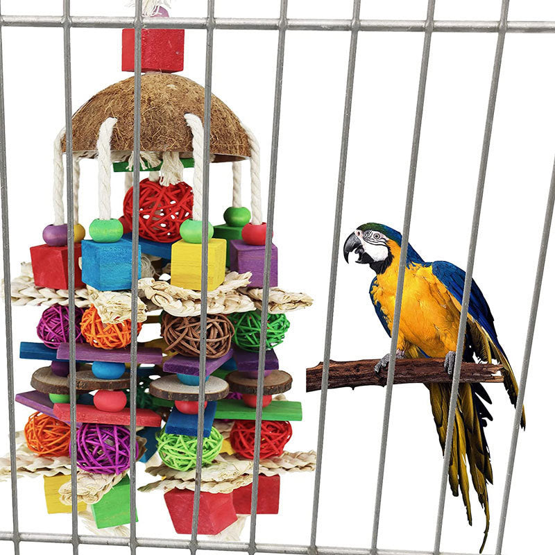 Parrot Nibbling Coconut Shell Toys