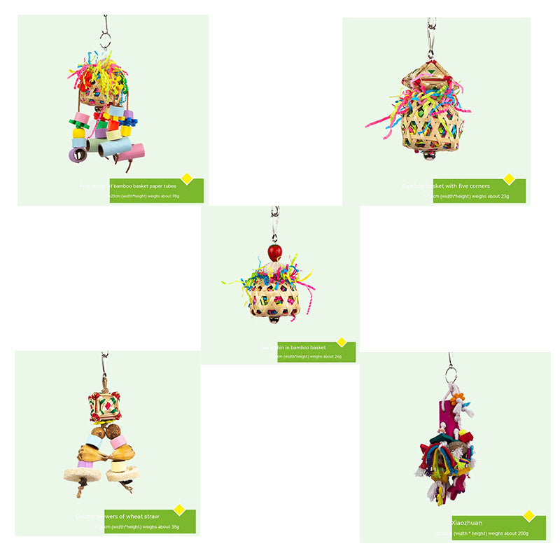 Parrot Bite Toy Bamboo Basket Bell