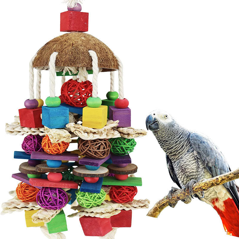 Parrot Nibbling Coconut Shell Toys