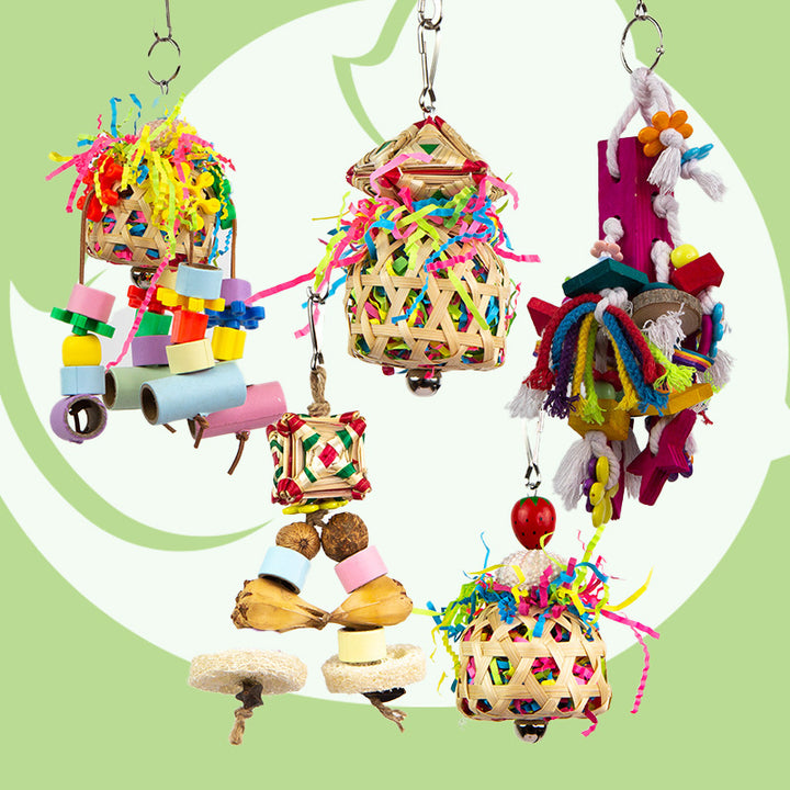 Parrot Bite Toy Bamboo Basket Bell