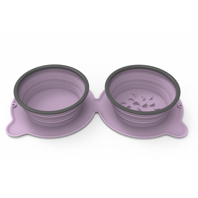 Portable Silicone Double Food Bowls