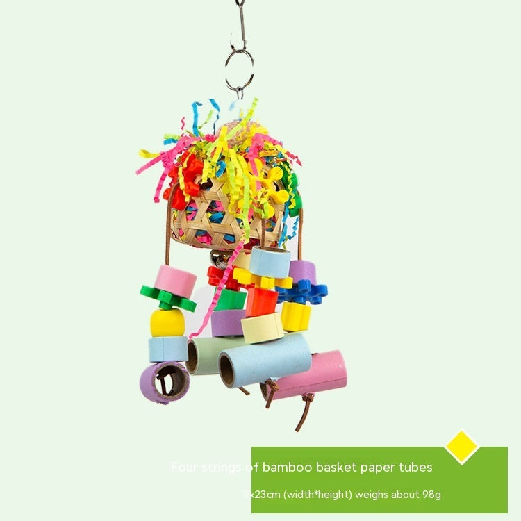 Parrot Bite Toy Bamboo Basket Bell