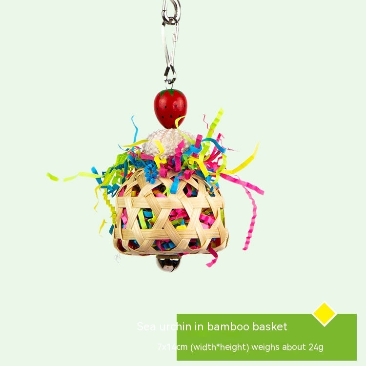 Parrot Bite Toy Bamboo Basket Bell