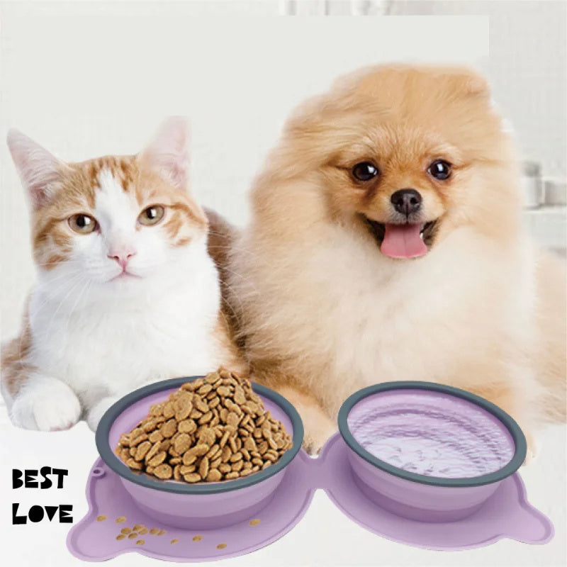 Portable Silicone Double Food Bowls