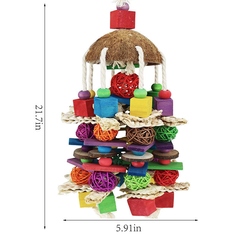 Parrot Nibbling Coconut Shell Toys