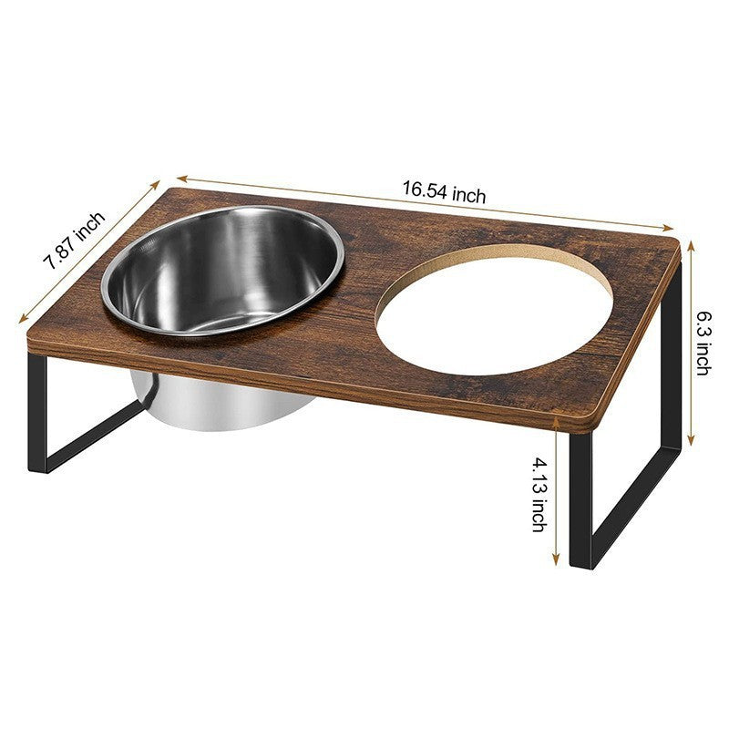 Log Pet Feeding Rack Iron Wood Rack